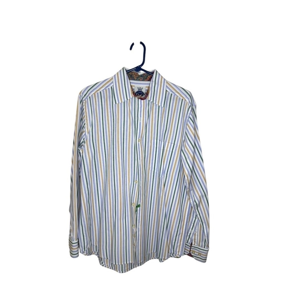 R&G‎ London New York Mens Medium Multi Color Striped Cotton Button Down Shirt